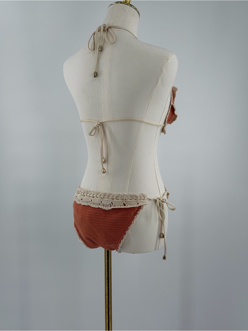 🆕 ZIMMERMANN 🧿 NWT Wylie Knit & Crochet Triangle Bikini, Coral - Sz 3 US 8/10 - Picture 8 of 16